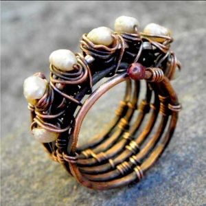 Pearl copper ring (size 7)
